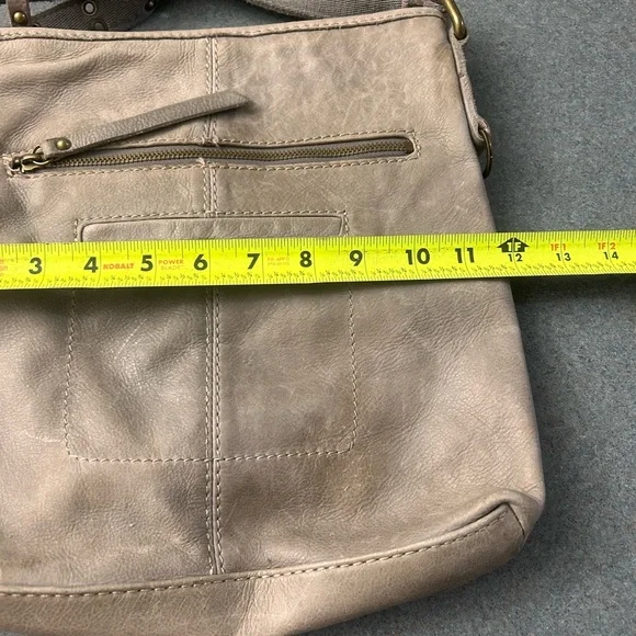 Stylish Taupe Leather Crossbody Bag - Picture 6 of 10